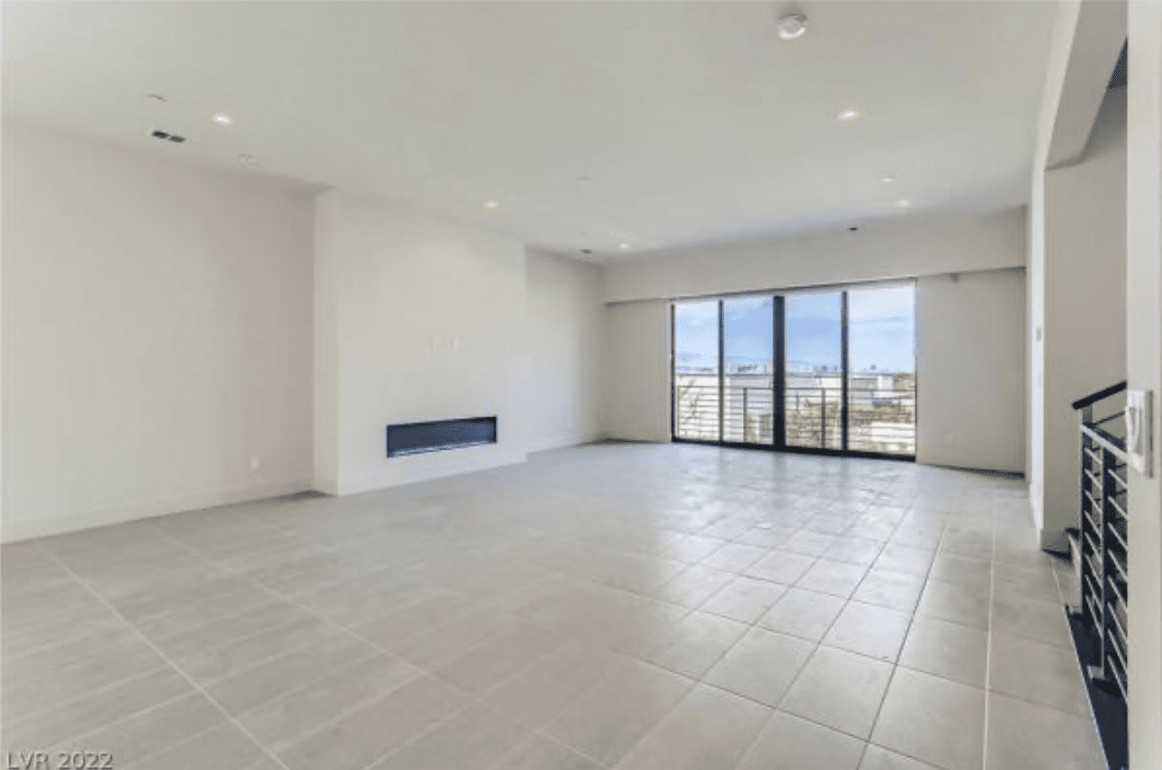 Modern empty living room with balcony view